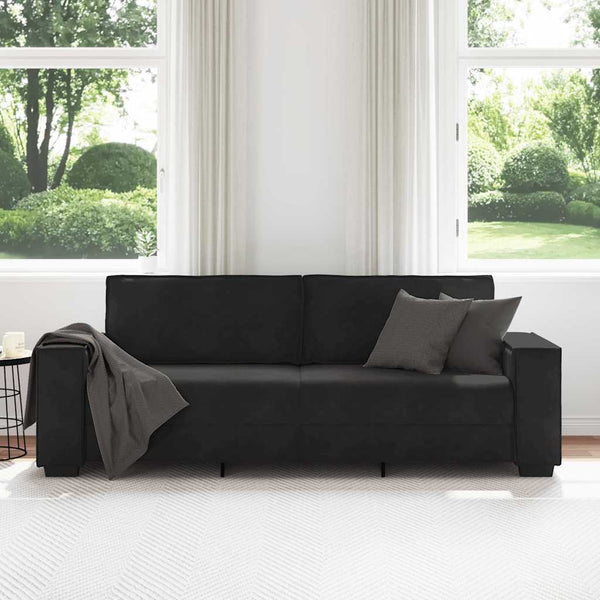 vidaXL Canapé à 3 places Noir 220x78x84 cm Velours