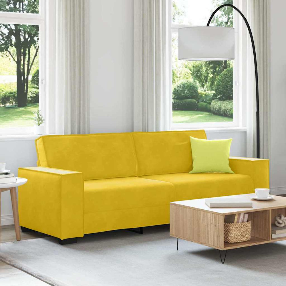 vidaXL Canapé 3 places Jaune 220x78x84 cm Velours