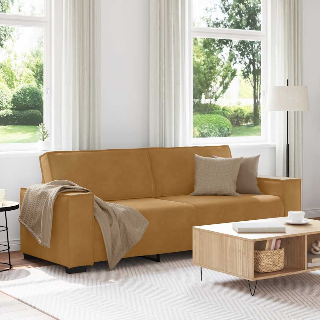 vidaXL Canapé à 3 places marron 220x78x84 cm Velours