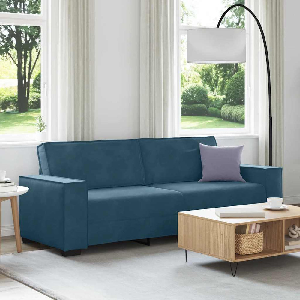 3-Sitzer Sofa Blau Samt 220 cm