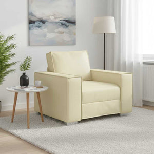 Creme Sofa-Sessel Kunstleder 100cm