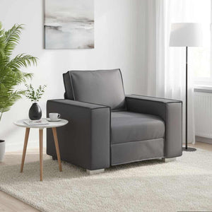 Grauer Kunstleder Sofa-Sessel, 100 cm