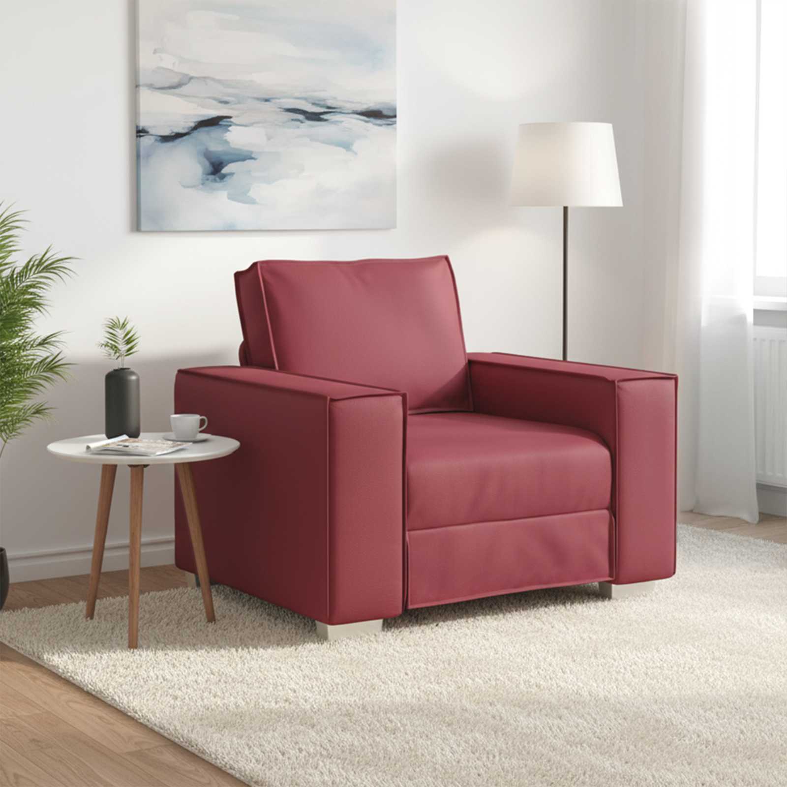 Weinroter Kunstleder Sofa-Sessel, 100cm