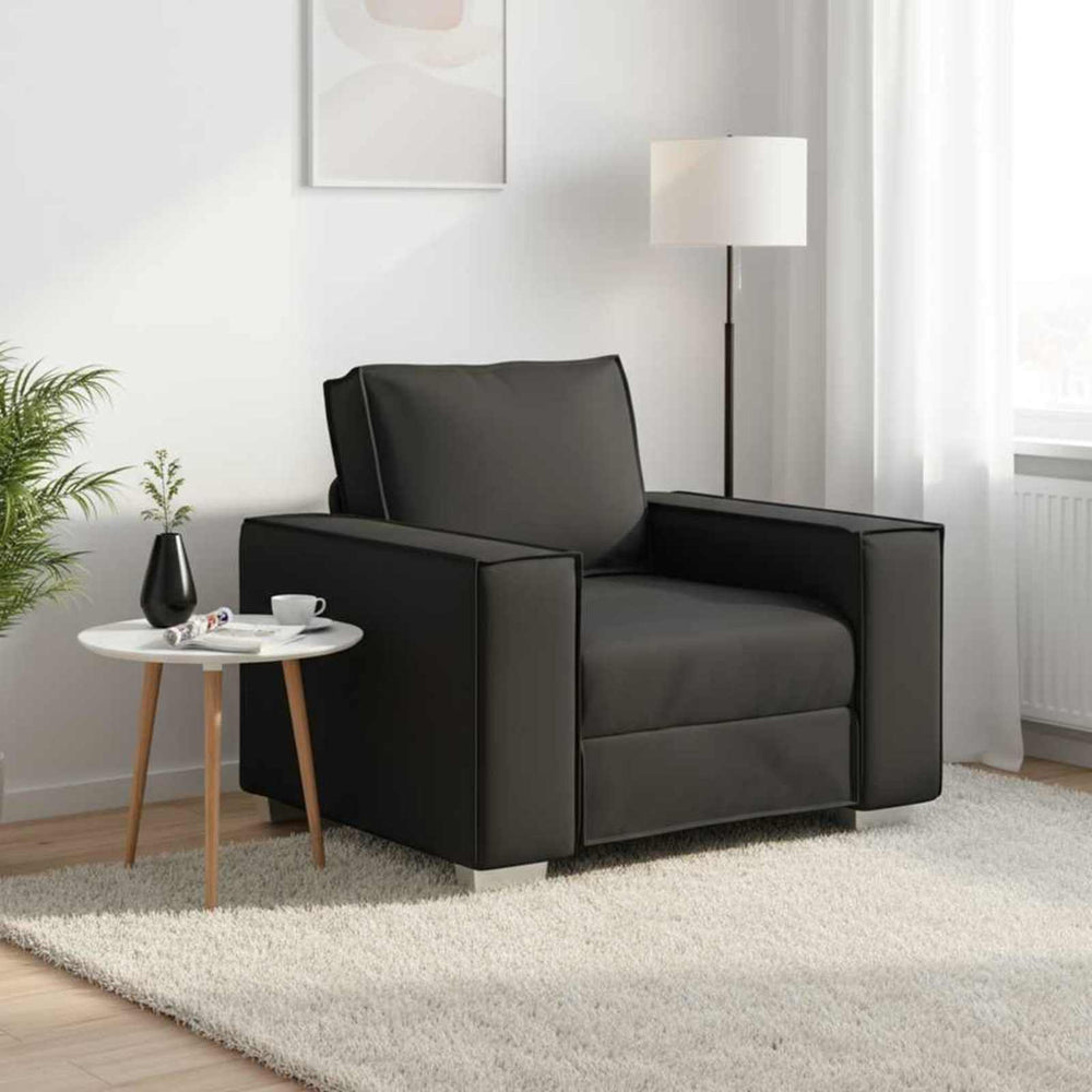 Schwarzer Kunstleder Sofa-Sessel, 100 cm