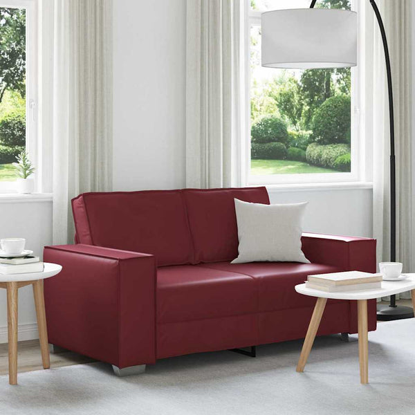 Weinrotes Kunstleder Zweisitzer Sofa 160cm