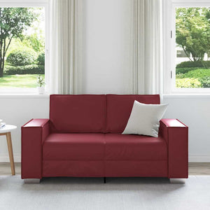 Weinrotes Kunstleder Zweisitzer Sofa 160cm