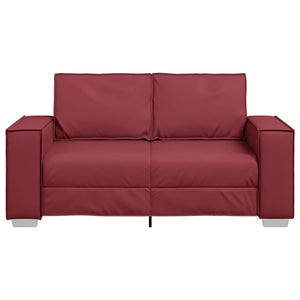 Weinrotes Kunstleder Zweisitzer Sofa 160cm
