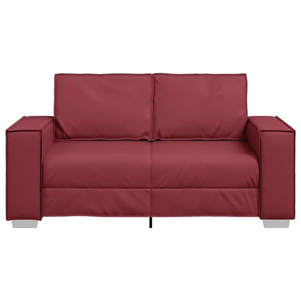 Weinrotes Kunstleder Zweisitzer Sofa 160cm