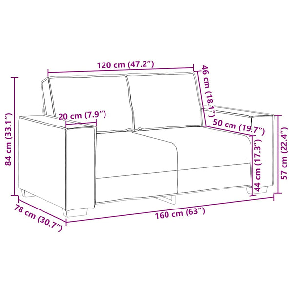 Weinrotes Kunstleder Zweisitzer Sofa 160cm