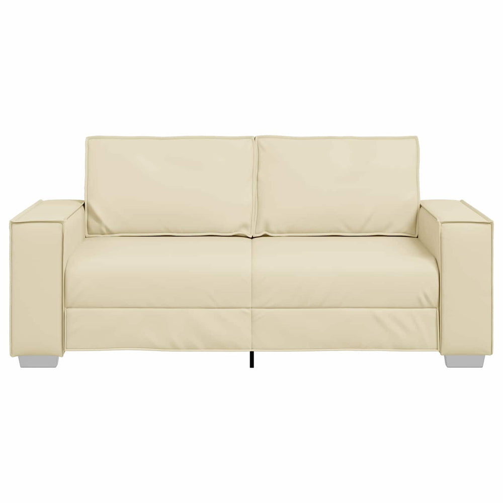 Creme Kunstleder Zweisitzer Sofa 180cm