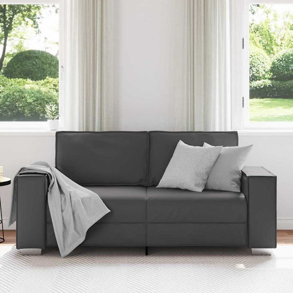 Graues Kunstleder Zweisitzer Sofa 180cm