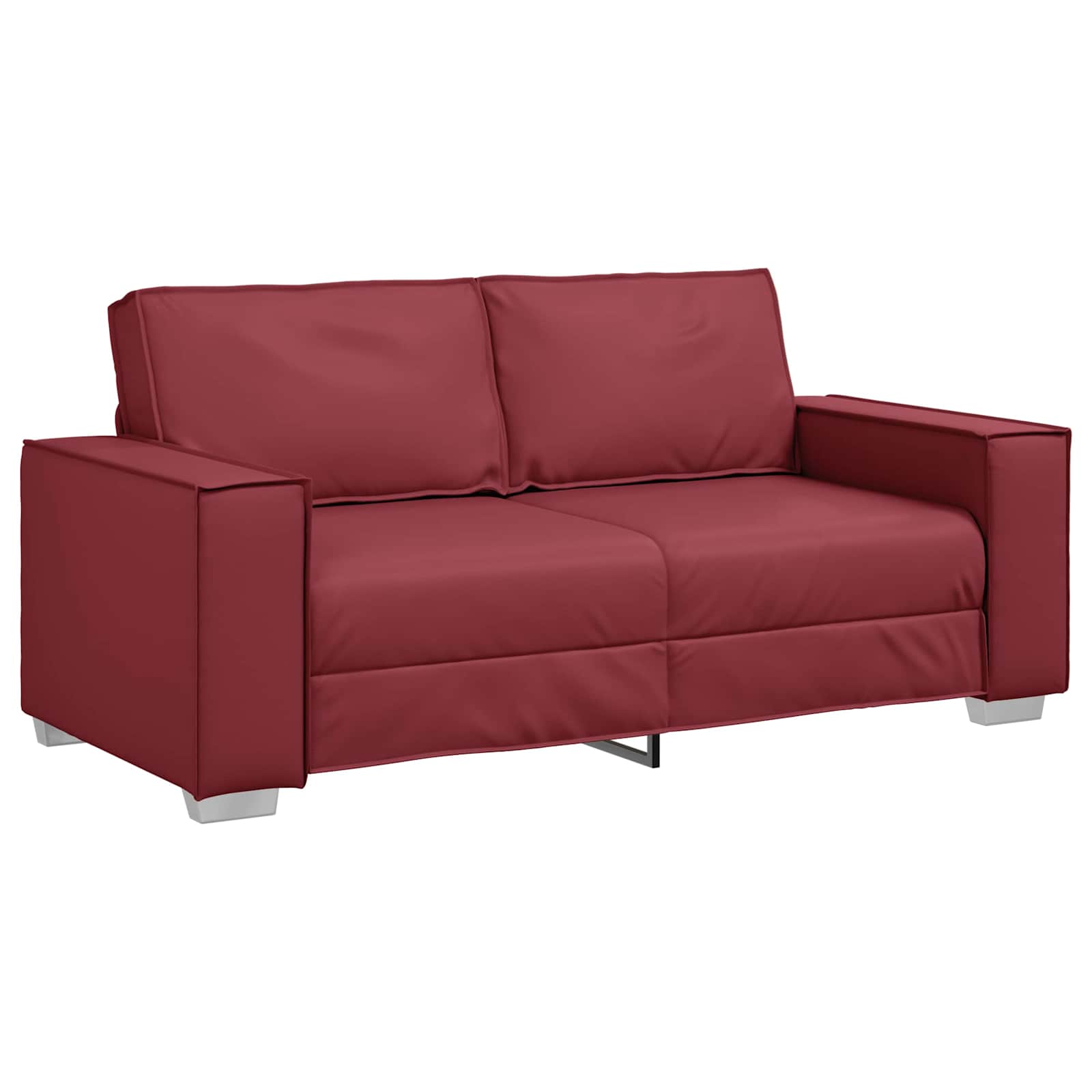 Weinrotes Kunstleder Zweisitzer Sofa 180 cm