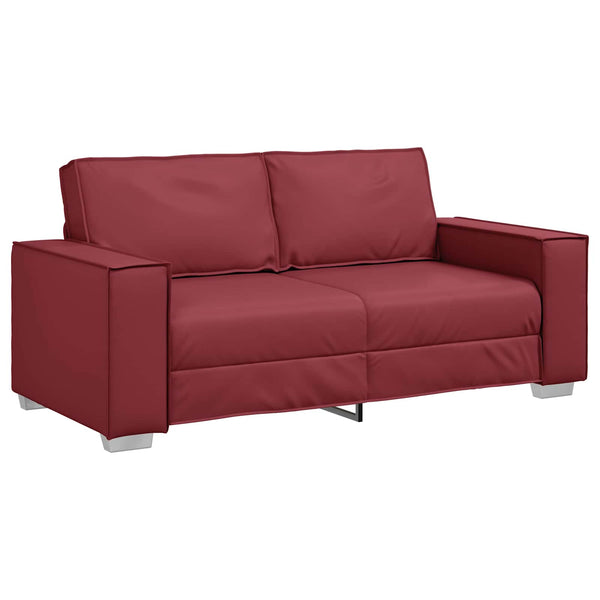 Weinrotes Kunstleder Zweisitzer Sofa 180 cm