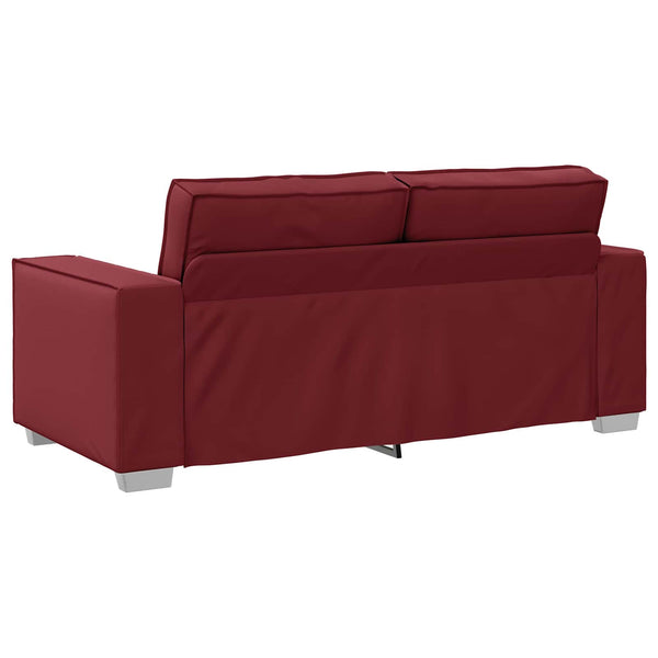 Weinrotes Kunstleder Zweisitzer Sofa 180 cm
