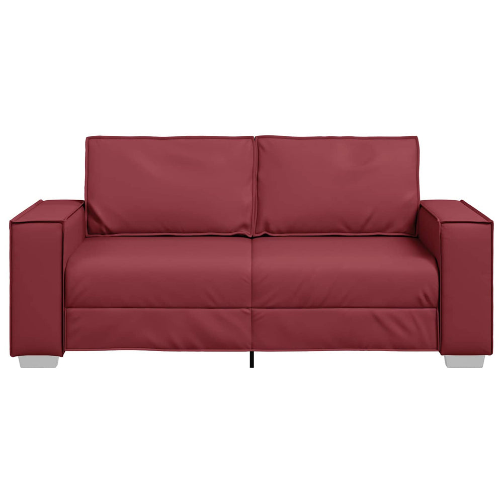 Weinrotes Kunstleder Zweisitzer Sofa 180 cm