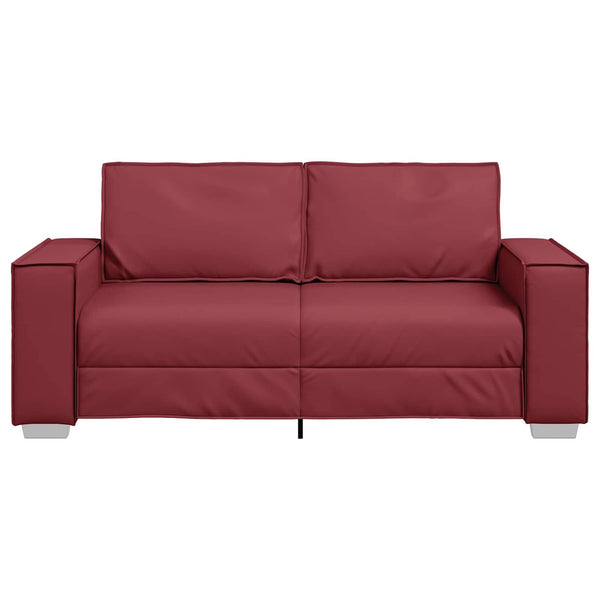 Weinrotes Kunstleder Zweisitzer Sofa 180 cm