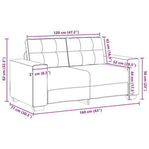 Schwarzes Zweisitzer Sofa Stoff 160 cm