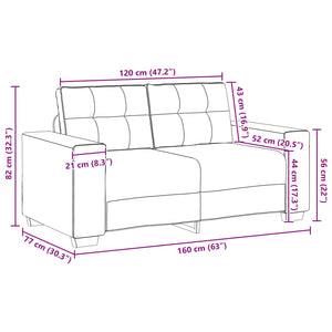 Creme Zweisitzer Sofa Stoff 120cm