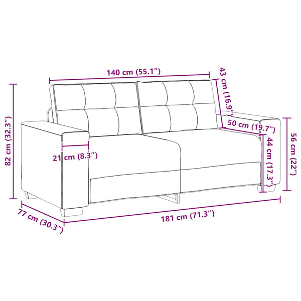 Crème Loveseat Sofa Stoff 180 cm