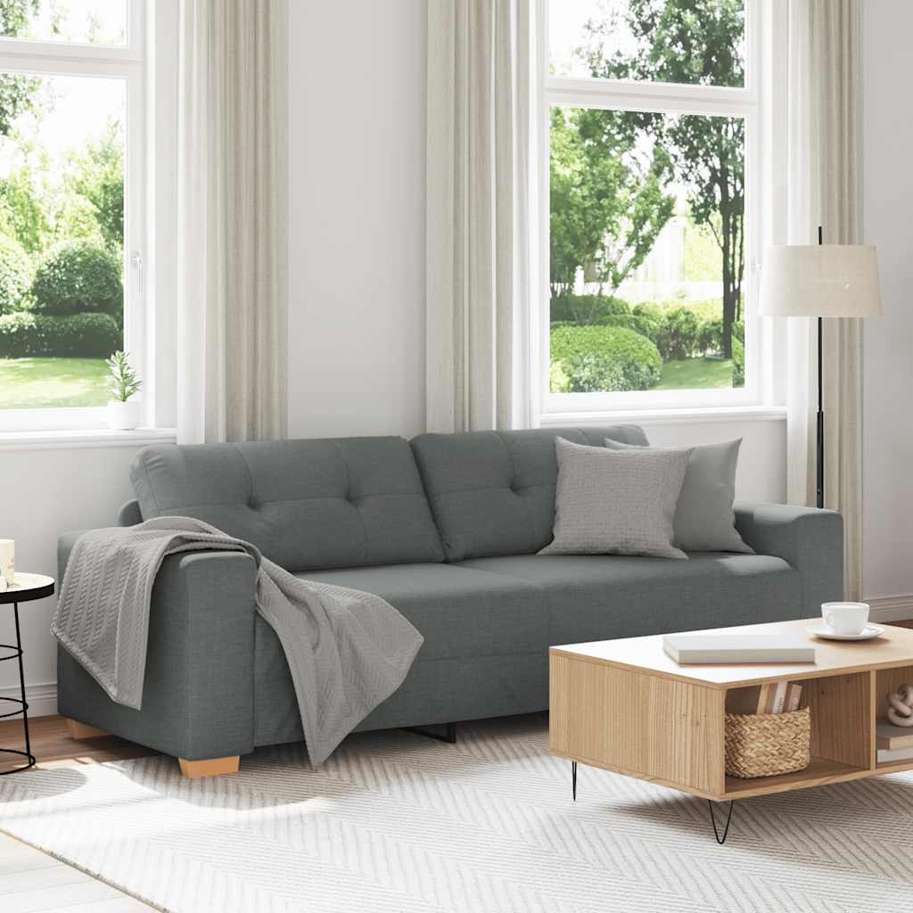 vidaXL Canapé 3 places gris foncé 220x78x80 cm Tissu