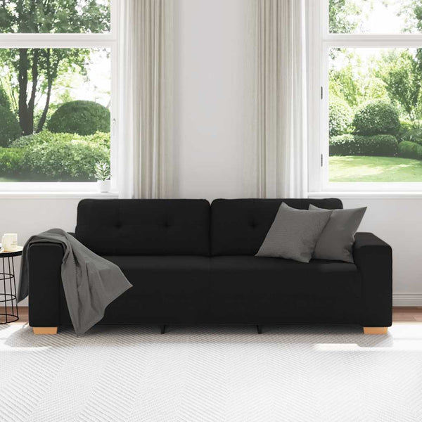 vidaXL Canapé à 3 places Noir 220x78x80 cm Tissu