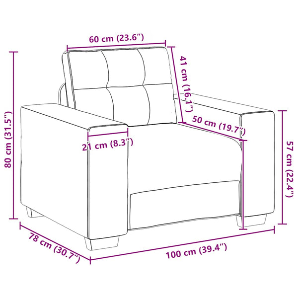 Schwarzer Samt Sessel 100 cm