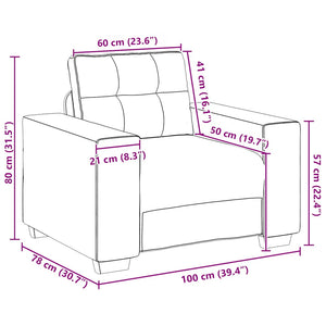 Gelber Samt Sessel 100 cm