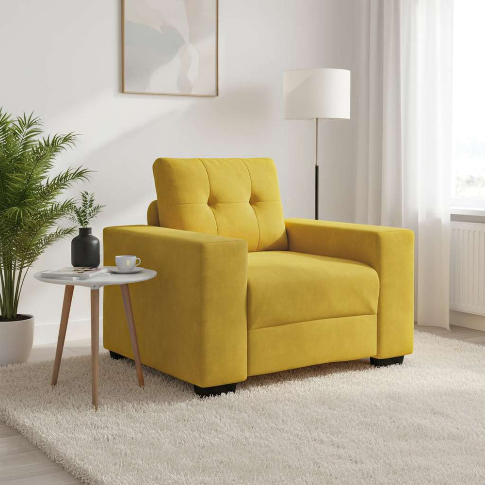 Gelber Samt Sessel 100 cm