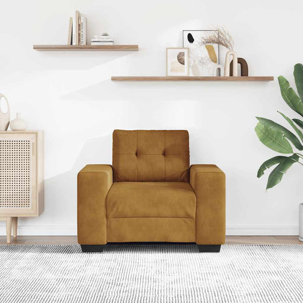 Brauner Samt Sessel 100 cm
