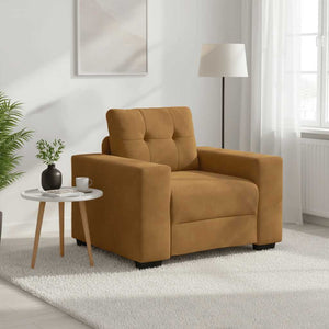 Brauner Samt Sessel 100 cm