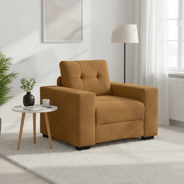 Brauner Samt Sessel 100 cm