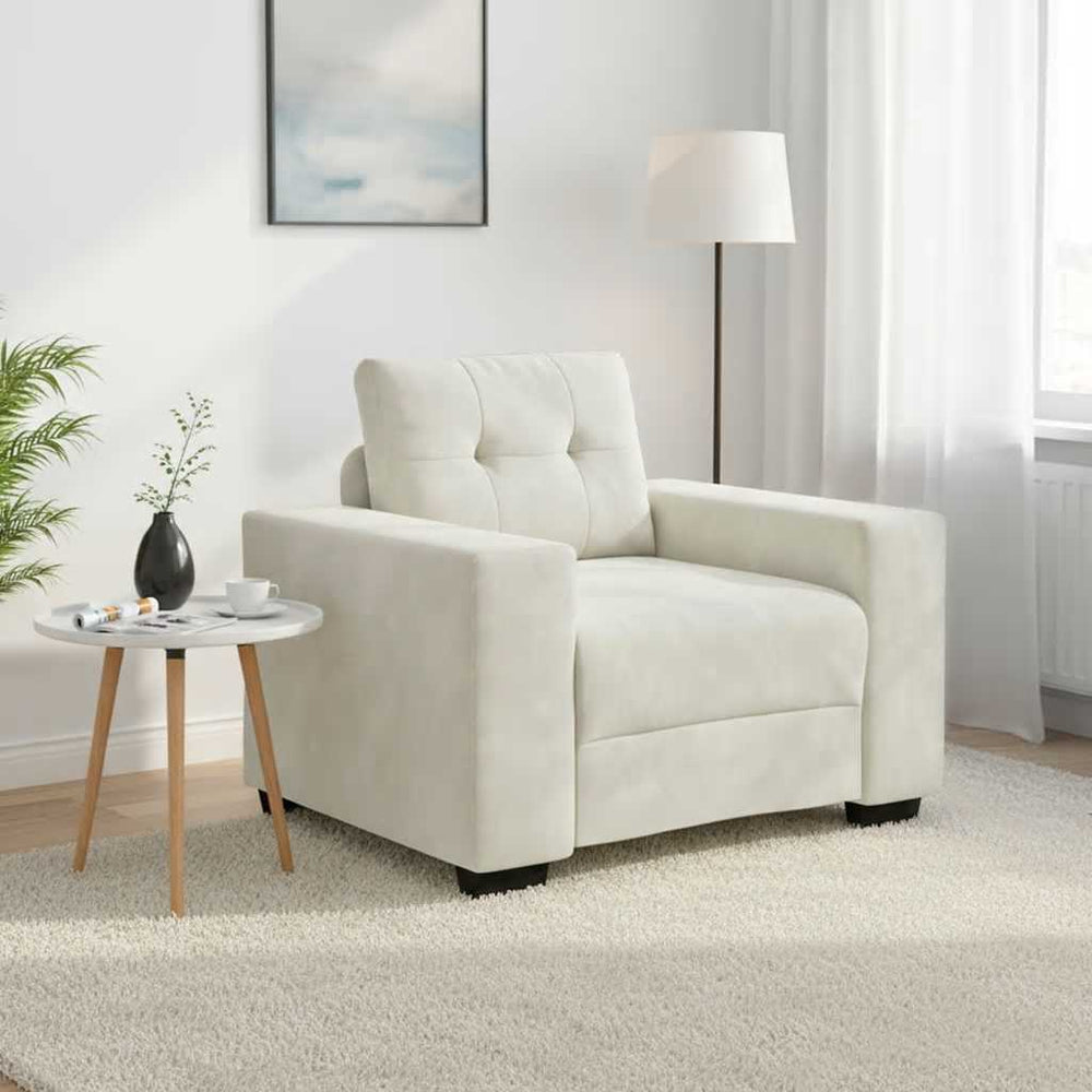 Sessel Creme Samt 100x78x80 cm