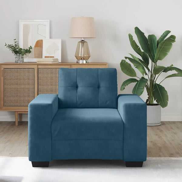 Blauer Samt Sessel 100 cm