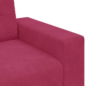 Weinrotes Samt Zweisitzer-Sofa mit Kissen