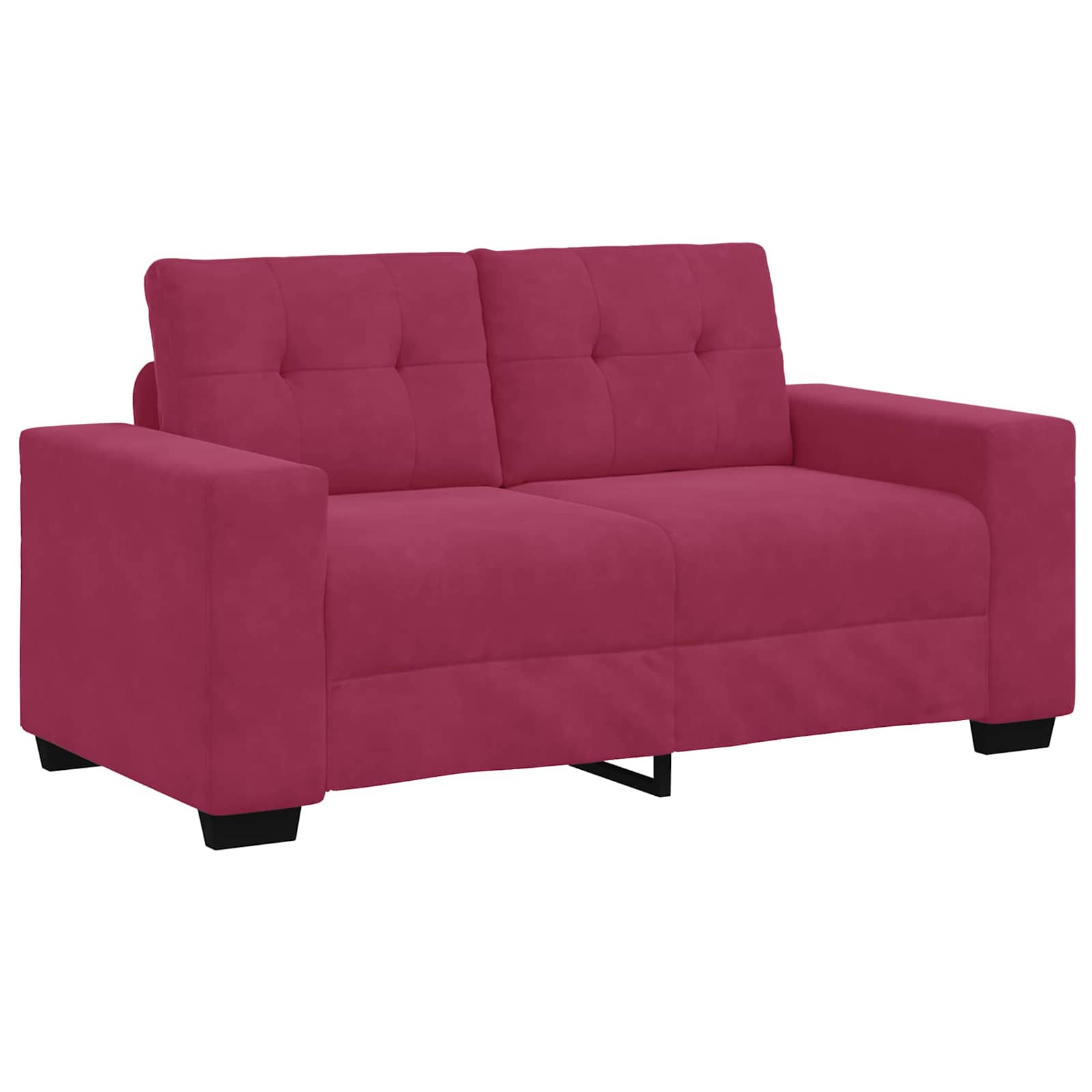 Weinrotes Samt Zweisitzer-Sofa mit Kissen