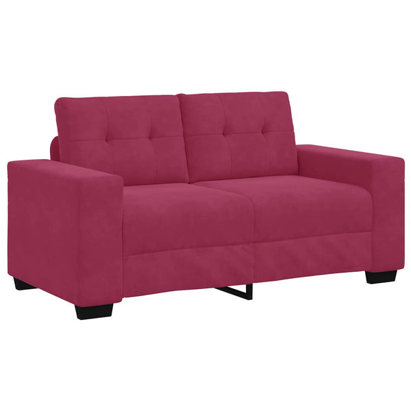 Weinrotes Samt Zweisitzer-Sofa mit Kissen