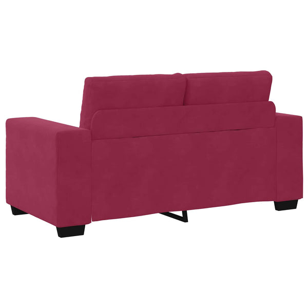 Weinrotes Samt Zweisitzer-Sofa mit Kissen