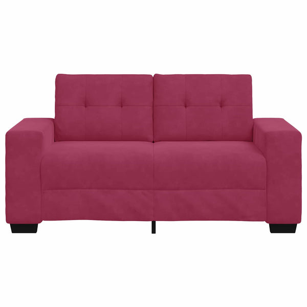 Weinrotes Samt Zweisitzer-Sofa mit Kissen