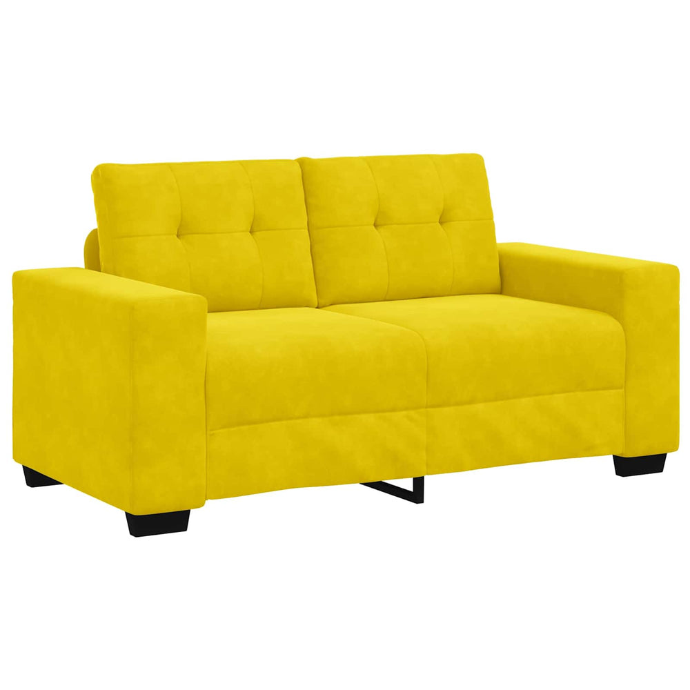 Gelbes Samt Zweisitzer Sofa mit Kissen