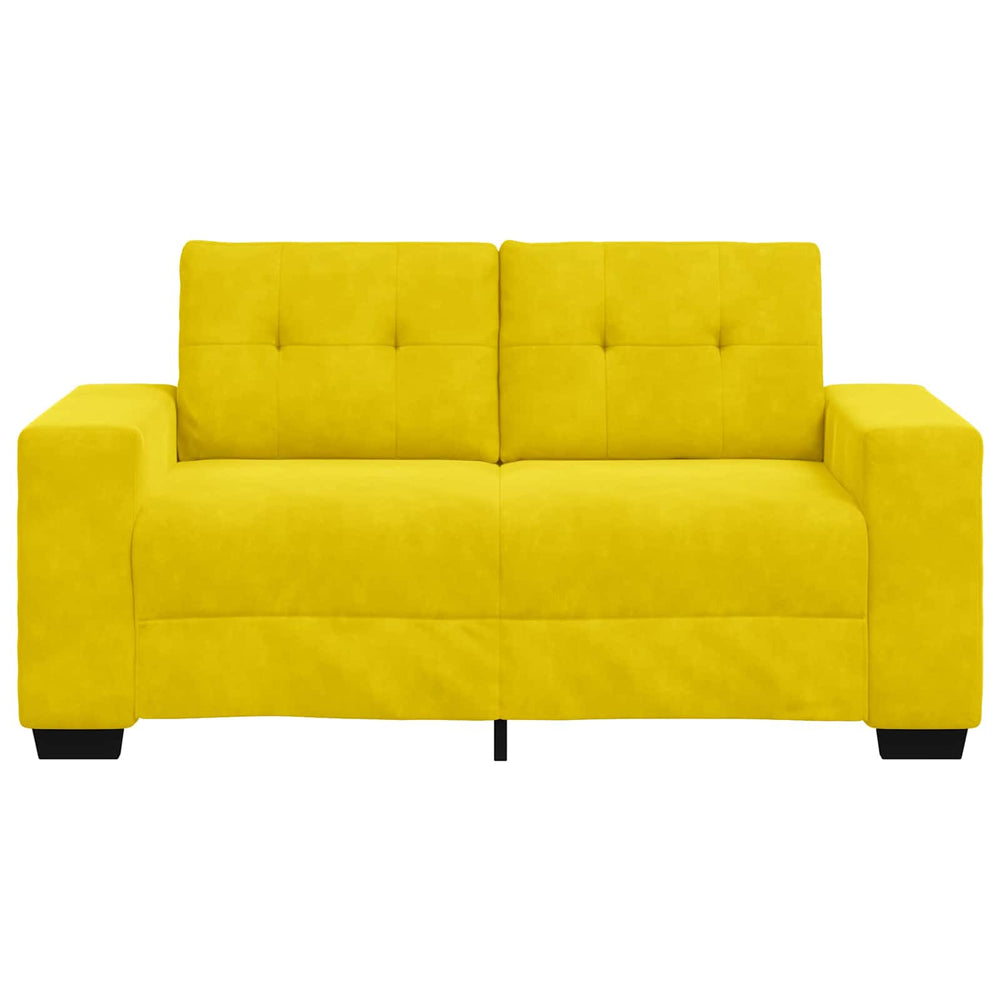 Gelbes Samt Zweisitzer Sofa mit Kissen