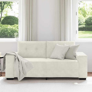 Creme Samt Zweisitzer Sofa 180 cm