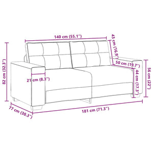 Creme Samt Zweisitzer Sofa 180 cm