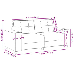 vidaXL Canapé deux places gris foncé 140 cm en similicuir