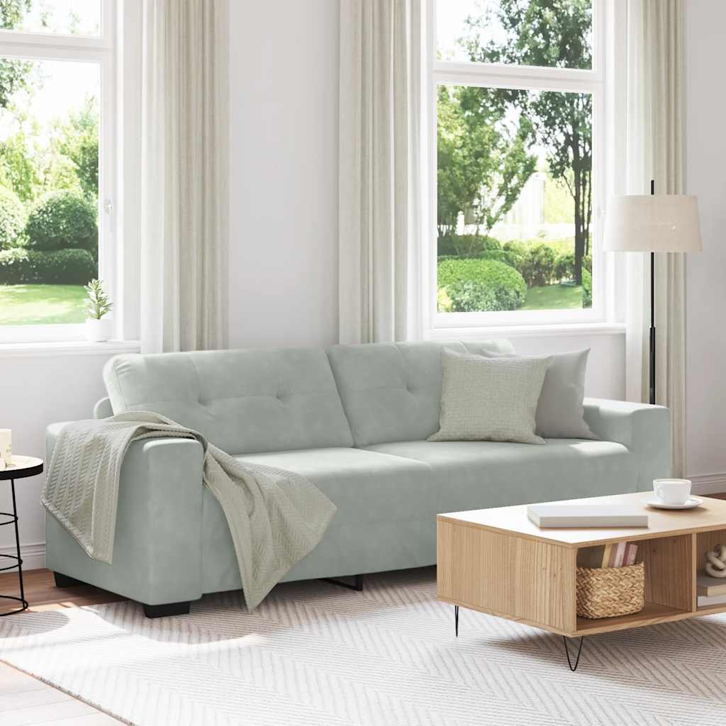 vidaXL Canapé à 3 places gris clair 220x78x80 cm velours