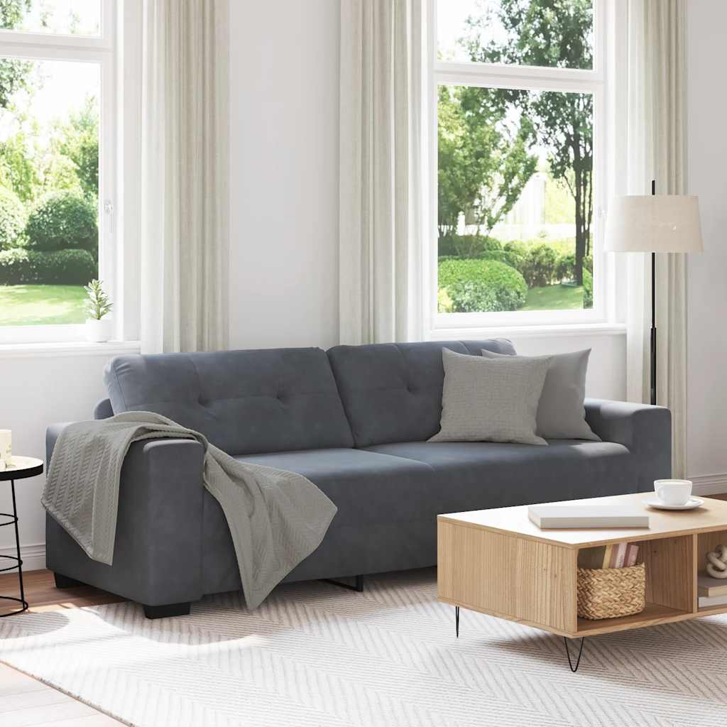 3-Sitzer Sofa Dunkelgrau Samt 220 cm