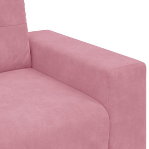 3-Sitzer Sofa Rosa Samt mit Kissen