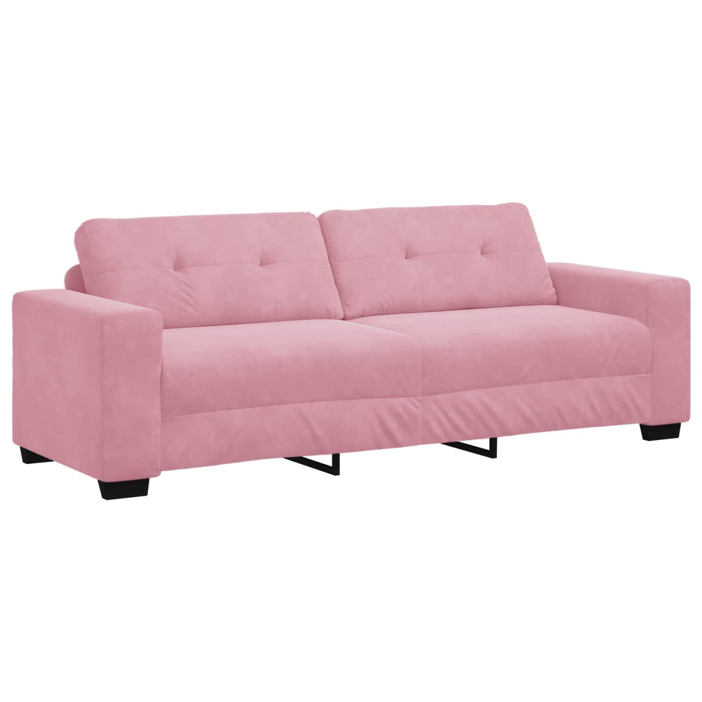 3-Sitzer Sofa Rosa Samt mit Kissen