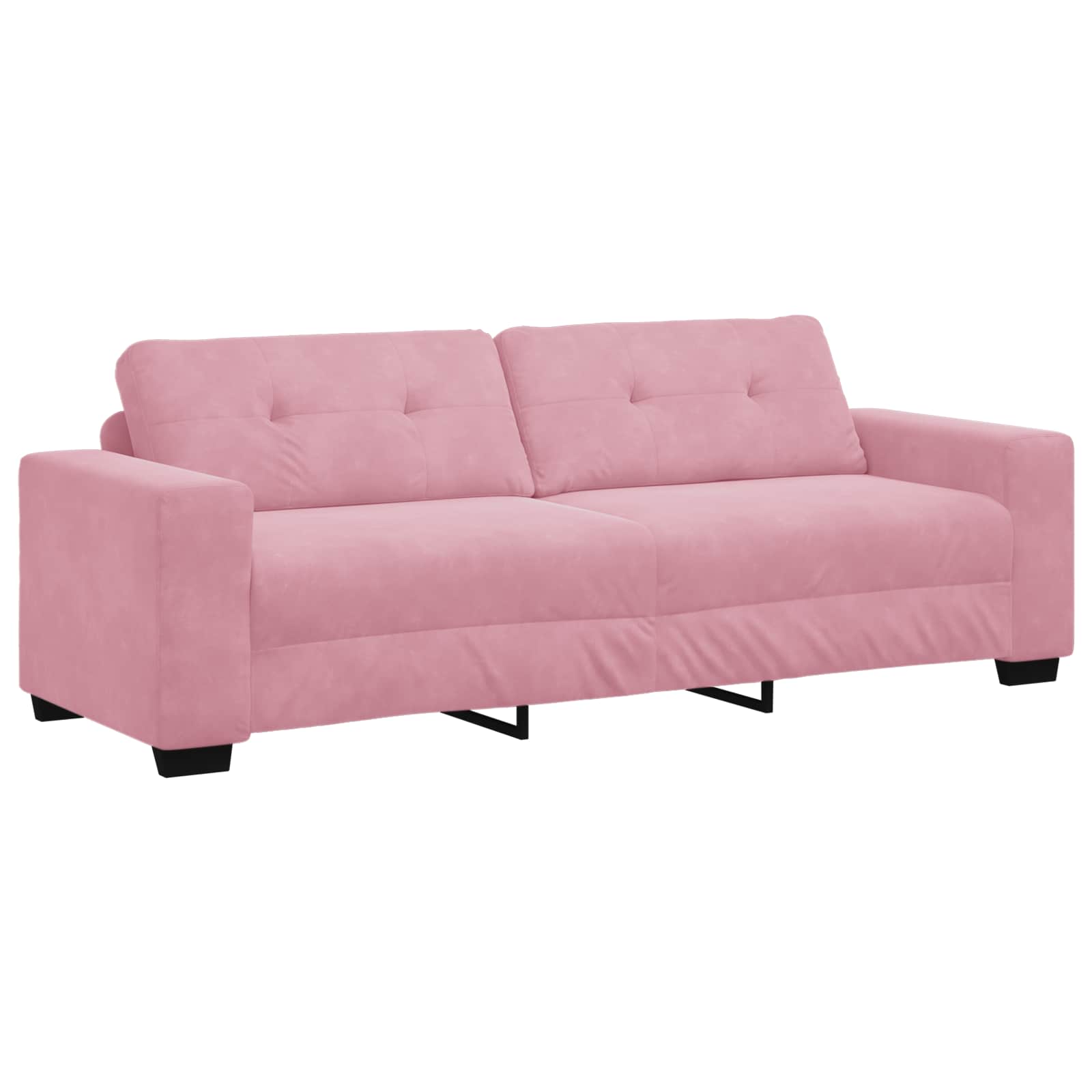 3-Sitzer Sofa Rosa Samt mit Kissen