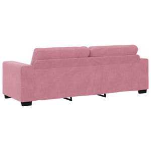 3-Sitzer Sofa Rosa Samt mit Kissen