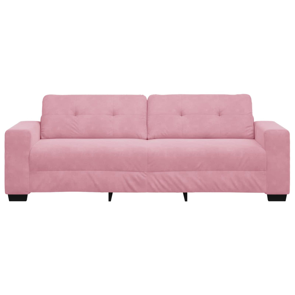 3-Sitzer Sofa Rosa Samt mit Kissen